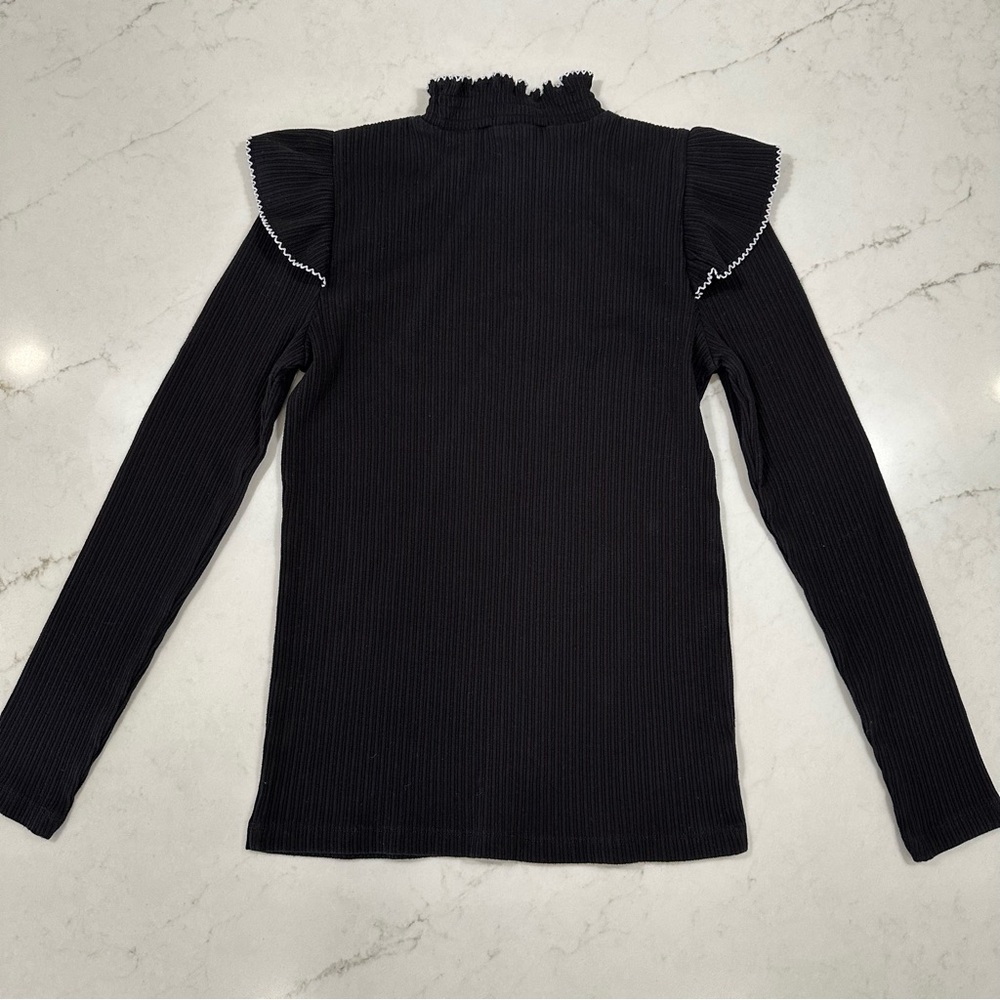 ✨MUST GO✨Loft Pointelle Ribbed Ruffle Top - Picture 8 of 8